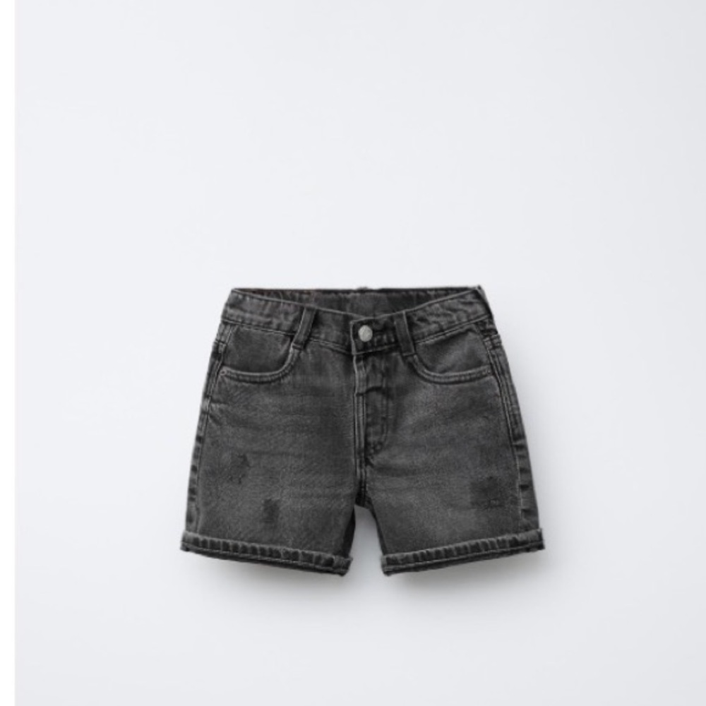NWT Zara Kids 2T RIPPED DENIM SHORTS GRAY